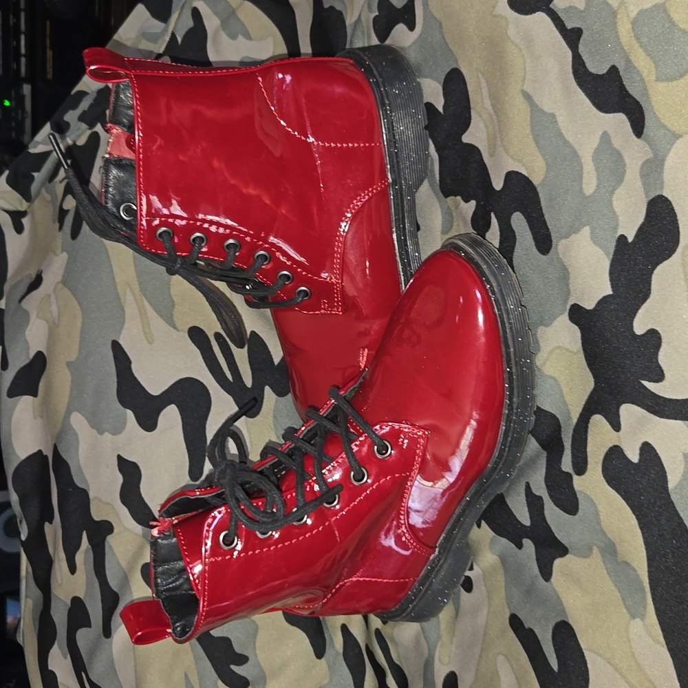 Patten leather Combat Boots